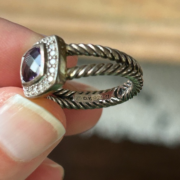 David Yurman Albion Petite Ring with Amethyst & Diamonds - Picture 3 of 3